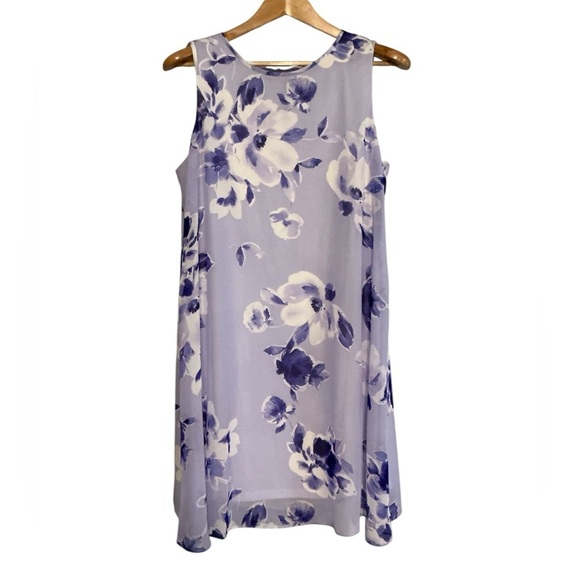 JH purple Floral A-Line Sleeveless Lined Chiffon Dress size 14 - Picture 3 of 4